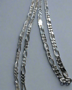 silver Figaro 925 chain necklace deep shine jewellers white gold plated your time to shine DSJ  