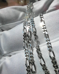 silver Figaro 925 chain necklace deep shine jewellers white gold plated your time to shine DSJ  
