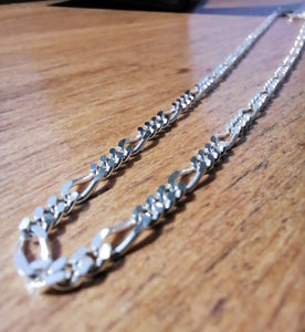 silver Figaro 925 chain necklace deep shine jewellers white gold plated your time to shine DSJ  