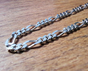 silver Figaro 925 chain necklace deep shine jewellers white gold plated your time to shine DSJ  