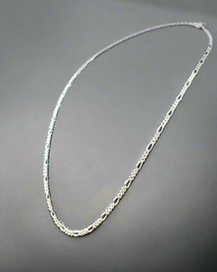 silver Figaro 925 chain necklace deep shine jewellers white gold plated your time to shine DSJ  