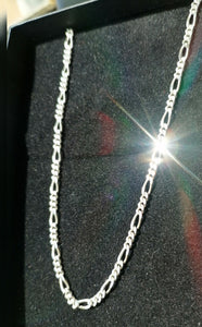 silver Figaro 925 chain necklace deep shine jewellers white gold plated your time to shine DSJ  