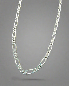silver Figaro 925 chain necklace deep shine jewellers white gold plated your time to shine DSJ  