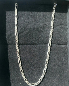 silver Figaro 925 chain necklace deep shine jewellers white gold plated your time to shine DSJ  