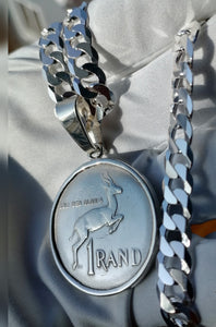 Silver Flat Curb Chain and South African 1980 Rand Pendant
