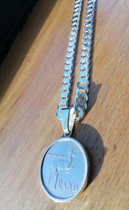 Silver Flat Curb Chain and South African 1980 Rand Pendant
