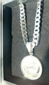 Silver Flat Curb Chain and South African 1980 Rand Pendant