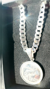Silver Flat Curb Chain and South African 1980 Rand Pendant