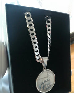 Silver Flat Curb Chain and South African 1980 Rand Pendant