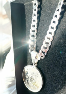 Silver Flat Curb Chain and South African 1980 Rand Pendant