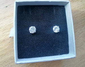 4 claw silver 925 earrings cz cubic zirconia stud deep shine jewellers diamond sparkle 7mm 