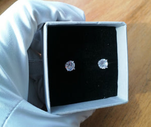 4 claw silver 925 earrings cz cubic zirconia stud deep shine jewellers diamond sparkle 7mm 