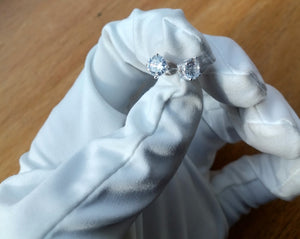 4 claw silver 925 earrings cz cubic zirconia stud deep shine jewellers diamond sparkle 7mm 