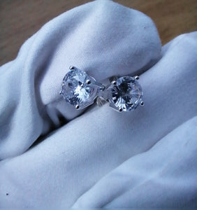 4 claw silver 925 earrings cz cubic zirconia stud deep shine jewellers diamond sparkle 7mm 