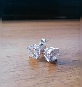 4 claw silver 925 earrings cz cubic zirconia stud deep shine jewellers diamond sparkle 7mm 