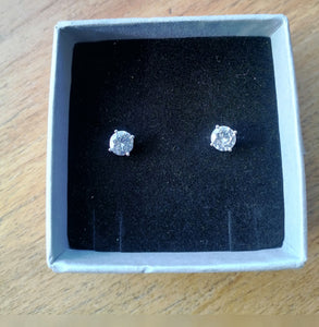 4 claw silver 925 earrings cz cubic zirconia stud deep shine jewellers diamond sparkle 7mm 